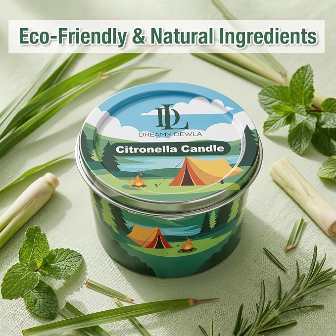Citronella Candle for Outdoor 9 Pack, 2.2oz Mini Citronella Scented Candles for Outdoor Camping, Natural Soy Wax with Essential Oils, Portable Tin for Patio Backyard Hiking