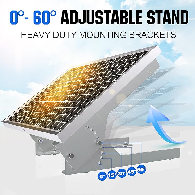 SOLPERK 50W/12V Solar Panel Kit, Solar Battery Trickle Charger Maintainer + Waterproof Controller + Adjustable Mount Bracket for Automotive Motorcycle Boat Marine RV Camping Roof