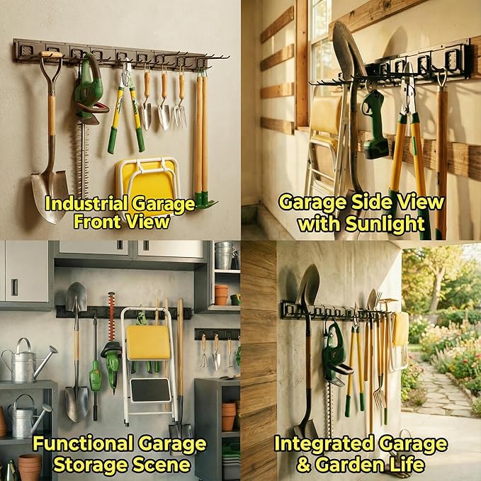 MBQQ Garage Tool Organizer Wall Mounted, 16 Inches Adjustable Garden Tool Organizer Rack,Heavy Duty Yard Tool Organizer,Single piece