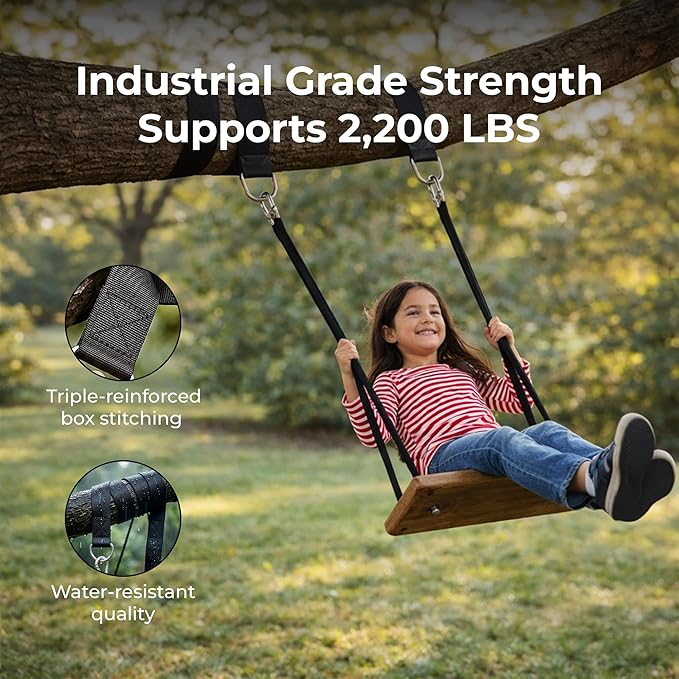 MalloMe Tree Swing Straps & Hammock Straps for Trees – Multi-Purpose Hanging Kit, Heavy Duty Adjustable Tree Strap for Hammocks, Swings & Outdoor Use, Safe for Branch or Between 2 Trees