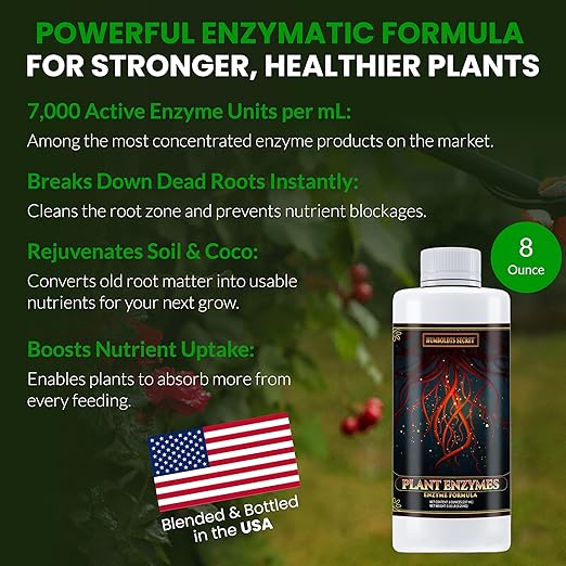 Humboldts Secret Plant Enzymes | 7,000 Active Units per mL | Root & Soil Enzyme Additive for Hydroponic and Aeroponic Systems | Boosts Growth and Root Strength for Maximum Nutrient Uptake | 8 Ounce