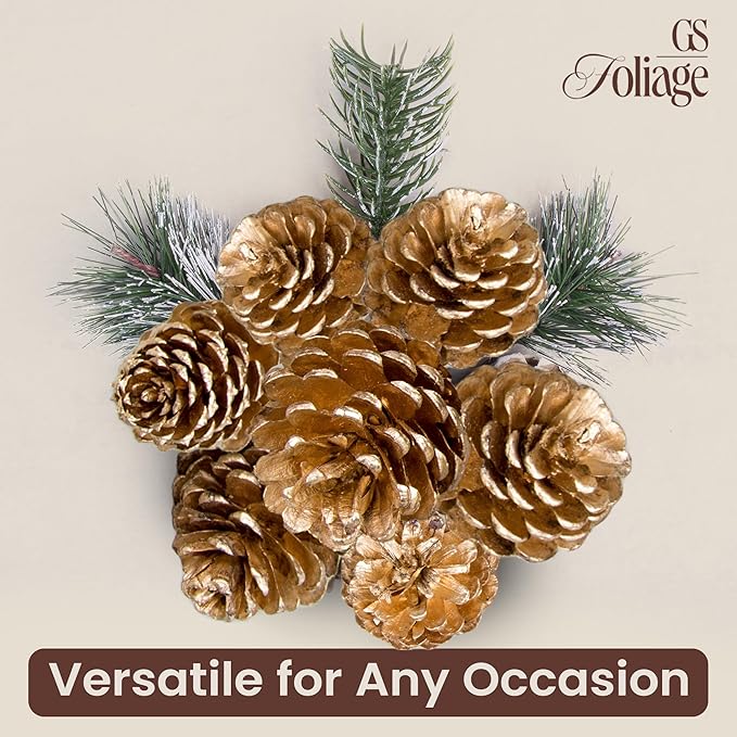 Natural Austriaca Pine Cones for Crafts - 2-3 Inch Real Pinecones for Christmas Decorating Ornaments, Holiday Decor Vase Filler - Rustic Woodland Dried Pine Cones - Set of 24 – GOLD PAINTED