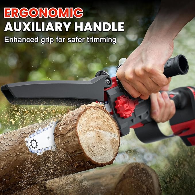 Upgraded 2-in-1 Cordless Pole Saw & 8 Inch Mini Chainsaw, Battery Powered Tree Trimmer with 6.6ft(2m) Extension Pole, 21V 4.0Ah x2 Batteries, Electric Chainsaw for Branch, Limb & Wood Cutting