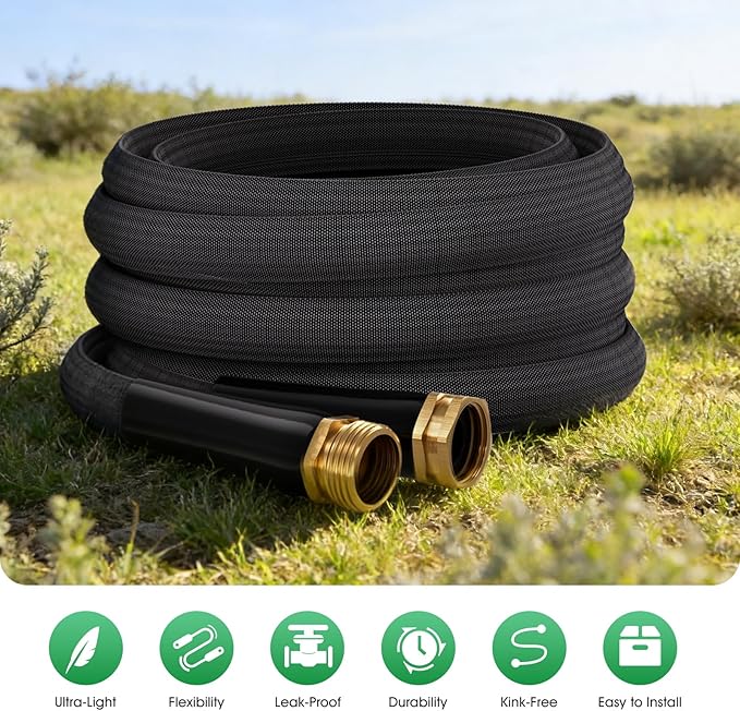 Garden Hose 75FT, Non-Expanding Water Hose Ultra Lightweight, Kink-Free, Burst-Resistant, Lead-Free, Durable & Flexible High-Pressure Hose for Yard, Lawn, Outdoor, Car Washing