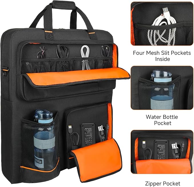 Solar Panel Storage Bag Compatible with Jackery SolarSaga 100/100X/200W & Anker Solix PS100/PS200, Portable Travel Carrying Case with Shoulder Strap & Internal Pockets, Black