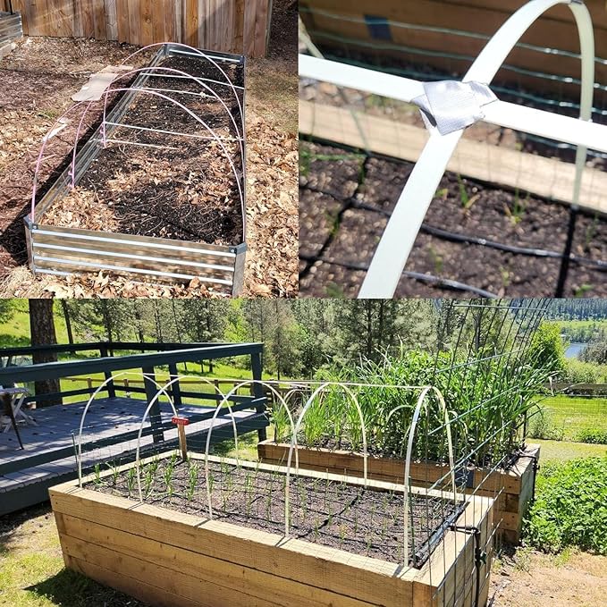 Garden Hoops 120pcs, Sunwuk Greenhouse Hoops for 1-3.5ft Wide Raised Bed, 30 Sets of 5.6ft Long Super Bendable Fiberglass Rods, Raised Planter Box Kit and Mini Greenhouse for Row Cover (S Size)