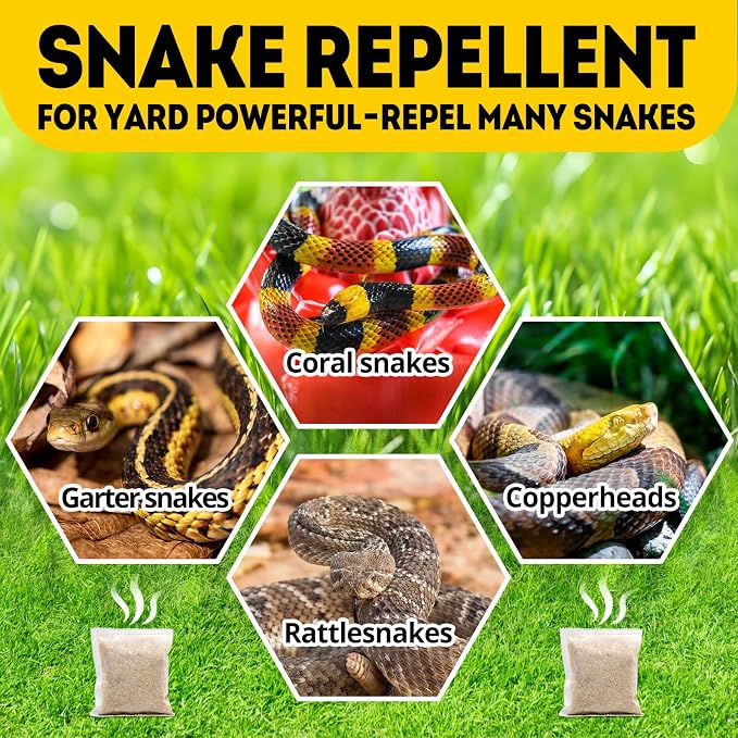 Snake Repellent for Yard Powerful, Best Rattlesnake Repellent Indoor Pet Safe, Snake Away for Outdoor, Nature Snakes Be Gone for Lawn Garden Coop Farm Camping, Snakes Deterrent 12 Packs