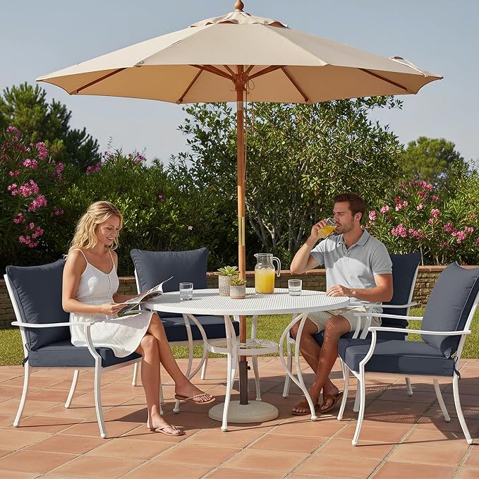 Summsun Waterproof Outdoor Cushions for Patio Furniture, Fade Resistant Backrest and Deep Seat Cushion Set with Removable Cover, 22 x 22 Inch, Dark Grey, 1 Set