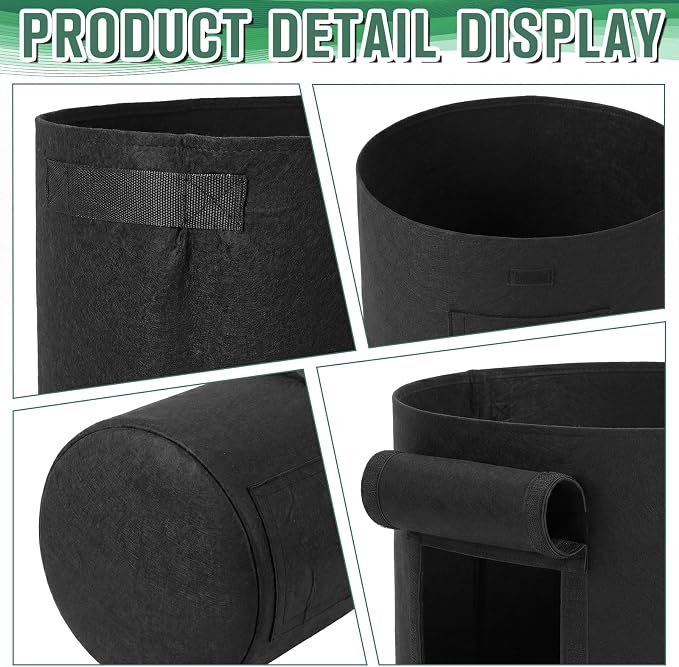 6 Pcs 30 Gallon Potato Grow Bags with 2 View Windows Heavy Duty Pots Growing Containers with Sturdy Handles, Potato Bags for Growing Potatoes Tomato Vegetables