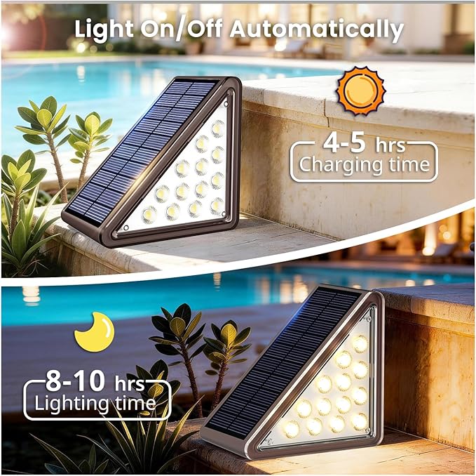 Brown Solar Step Light Outdoor Stair Lights, Deck Lights Outdoor Powered IP65 Waterproof, 3000K Warm White Solar Outdoor Step Light, Decor for Stair, Deck, Step,Porch and Outside Patio,24 Pack