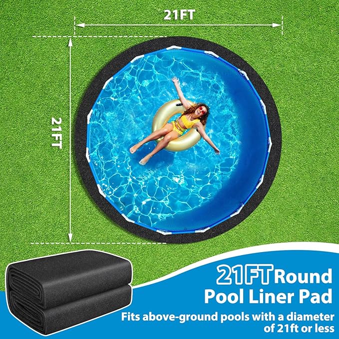 Thickened Pool Liner Pad for Above Ground Pool, 21 FT Round Under Pool Mat Padding, Pool Ground Pad Mat Under Pool for Pool Bottom, Prevent Punctures, Extend Liner Life