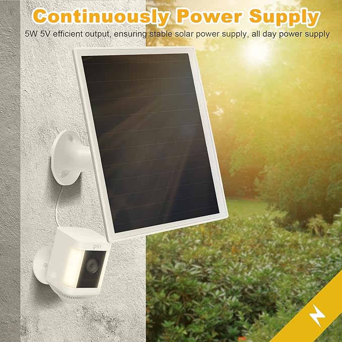 Solar Panel Charger for Ring Camera, Compatible with Ri ng Stick Up Cam Battery, Ring Spotlight Plus/Pro Battery,Waterproof, 5V 6W Fast Charging (3Pack White)