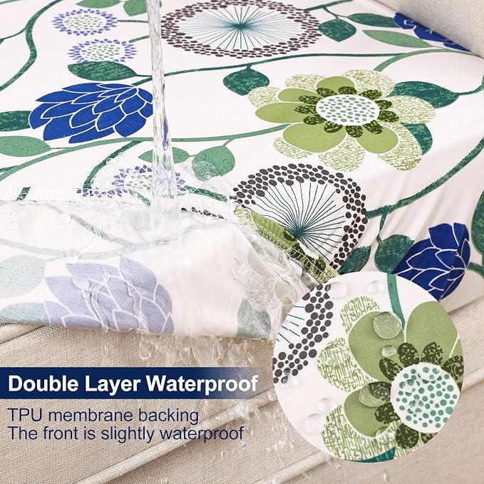 Smiry Waterproof Patio Cushion Covers, Stretch Outdoor Couch Slipcovers Replacement Washable Furniture Protector Sofa Chair Seat Cover for Dogs and Pets (4 Pcs, Light Green)