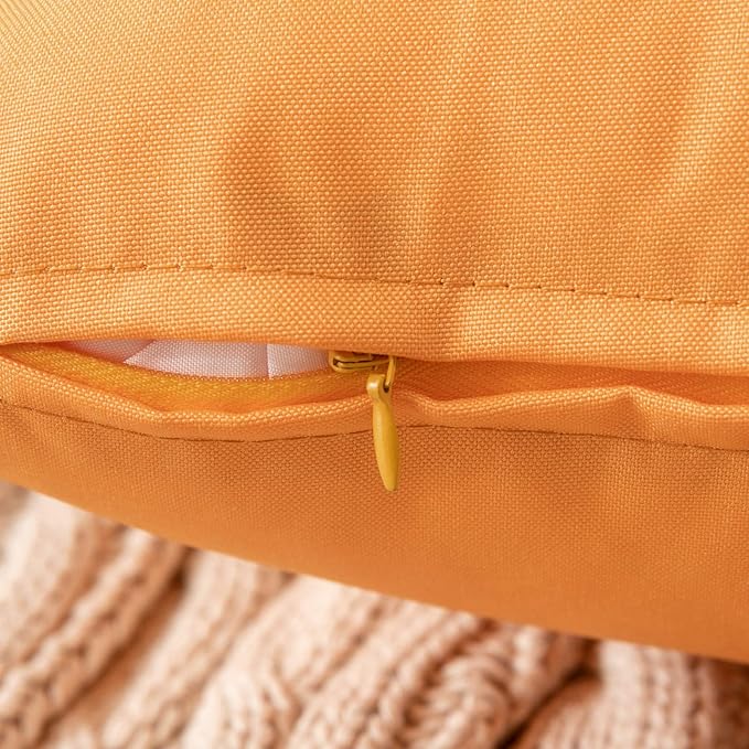 MIULEE Pack of 2 Decorative Outdoor Waterproof Pillow Covers Garden Cushion Sham Throw Pillowcase Shell for Fall Patio Tent Couch 16x16 Inch Orange Yellow