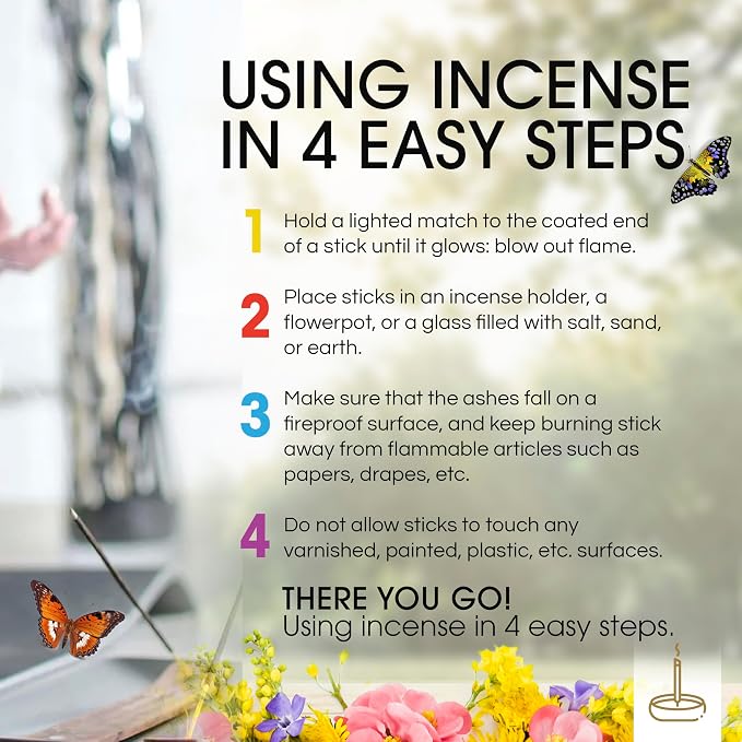 Gonesh Scents of Spring - Incense Sticks Variety Pack - Non-Toxic 10” Slow Burn Aromatic Sticks - Luminous Tranquility, Pamplemousse, Fluorescent Blossoms, Bright Sunflowers - 30 Count Each