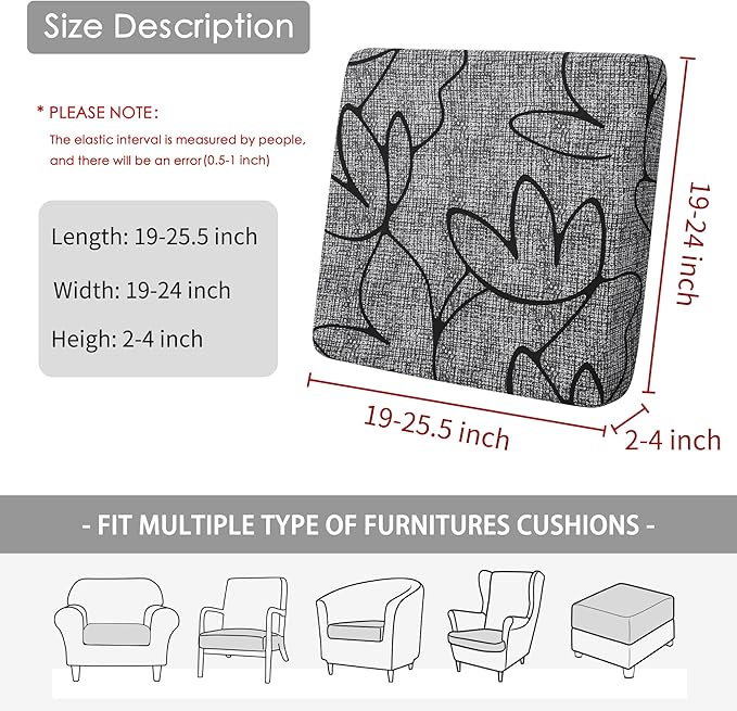 FORCHEER Ourdoor Cushion Covers 20X20 Waterproof 3 Pieces Floral Printed Stretch Patio Chair Cushino Covers for Rattan Patio Furniture Replacement