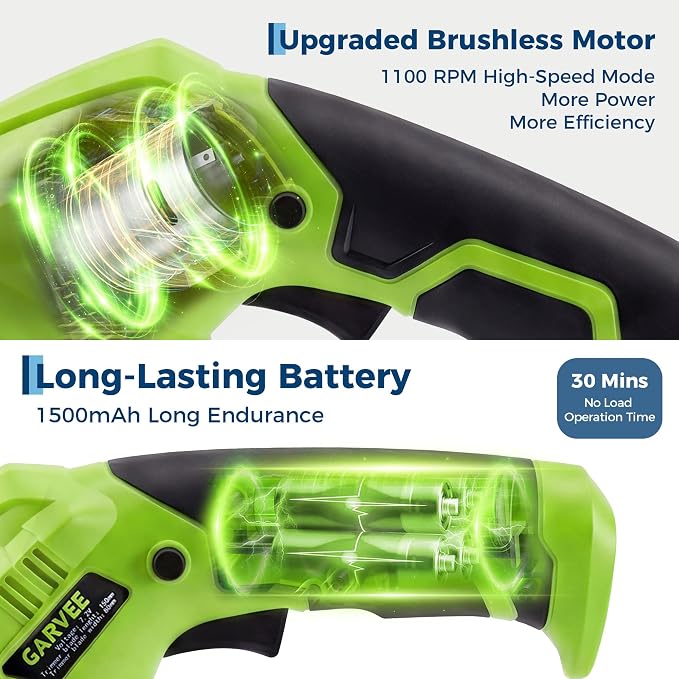 2-in-1 Electric Handheld Hedge Trimmer, Cordless Grass Shear & Shrub Trimme, Lightweight Rechargeable Bush Trimmers, with Type-C Cable, Dual Safety Switch, Brushless Motor, for Yard, Lawn, Garden