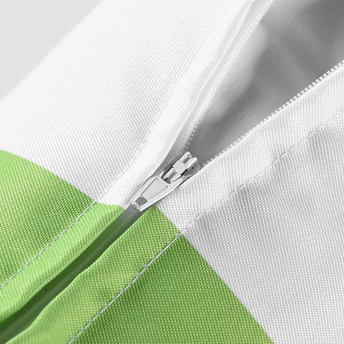 Western Home Pack of 2 Decorative Outdoor Solid Waterproof Striped Throw Pillow Covers Polyester Linen Garden Farmhouse Cushion Cases for Patio Tent Balcony Couch Sofa 18x18 inch Green
