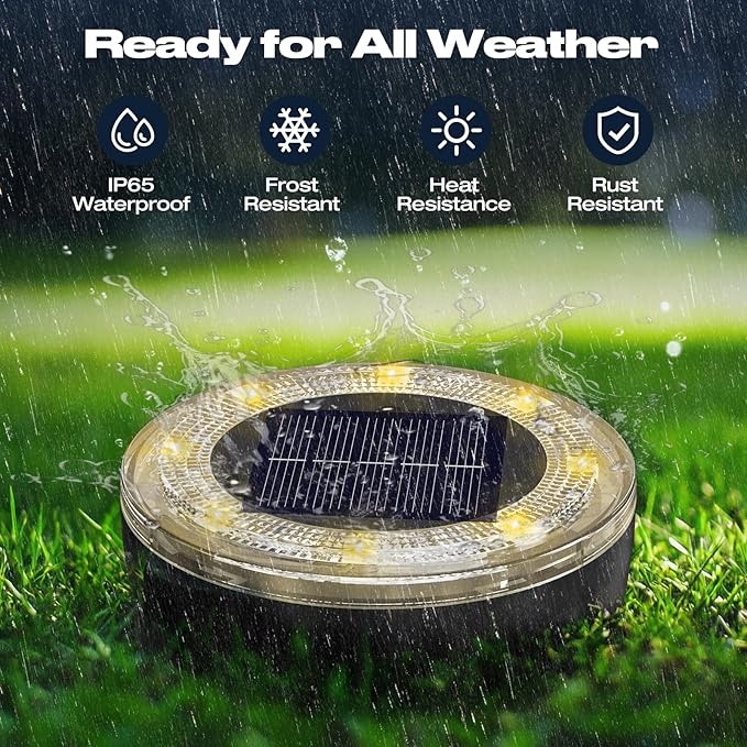 vighep Mini Solar Ground Lights, 12 Pack Solar Lights Outdoor Waterproof, Upgraded LED Flat Landscape Lighting for Outside Pathway Garden Patio Yard Driveway,Warm White
