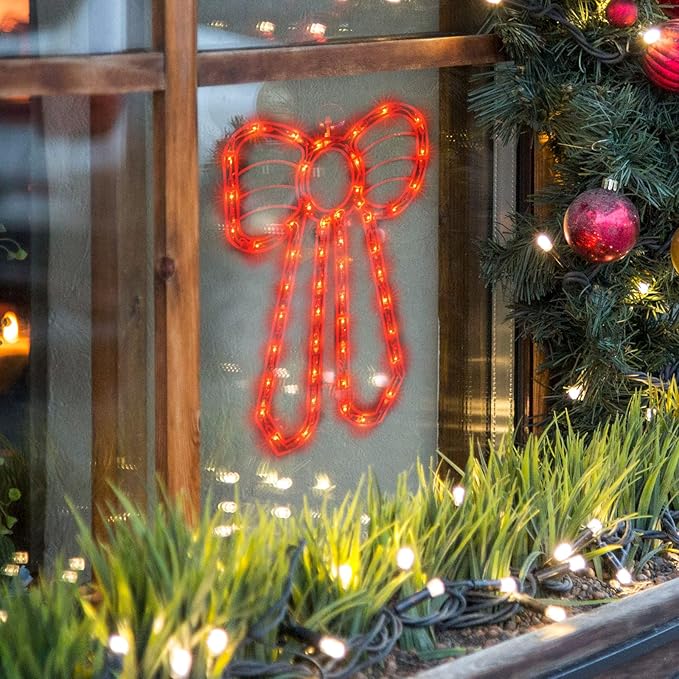 Christmas Window Silhouette Lights, 50 Count Incandescent Mini Light, Red, for Holiday Indoor Wall Door Glass Decor