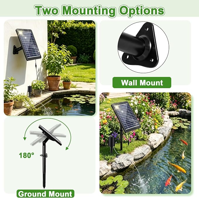 4W Solar Pond Aerator, Solar Aquarium Air Pump with 2 Air Stones, Three Working Modes, Solar Pond Oxygen Pump for Fish Tank, Outdoor Small Pond, Hydroponics