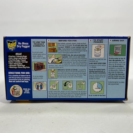 Raid Max No Mess Dry Fogger Roaches Bugs Ants Beetles Crickets Flies Mosquitoes Ticks Waterbugs (Each Cup Treats 2,560 Cu Ft) (2)