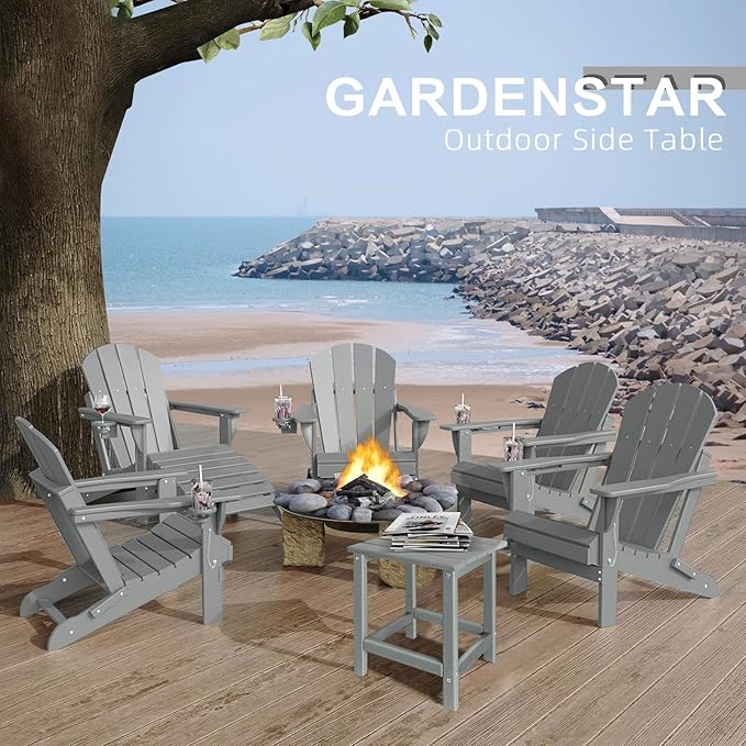GARDENSTAR Outdoor Side Tables Adirondack, HDPE Small Table for Patio,Outside End Table for Porch, Deck, Pool, Weather Resistant/Easy Maintenance