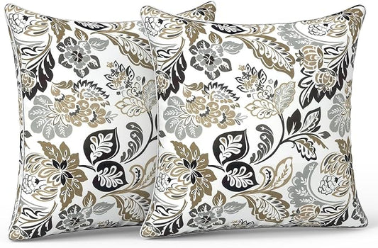 LVTXIII Outdoor Throw Pillows 20x20 Patio Waterproof Square Pillows with Piping Fade Resistant Accent Pillow for Spring Summer Garden Decoration, Set of 2, Dailey Tan