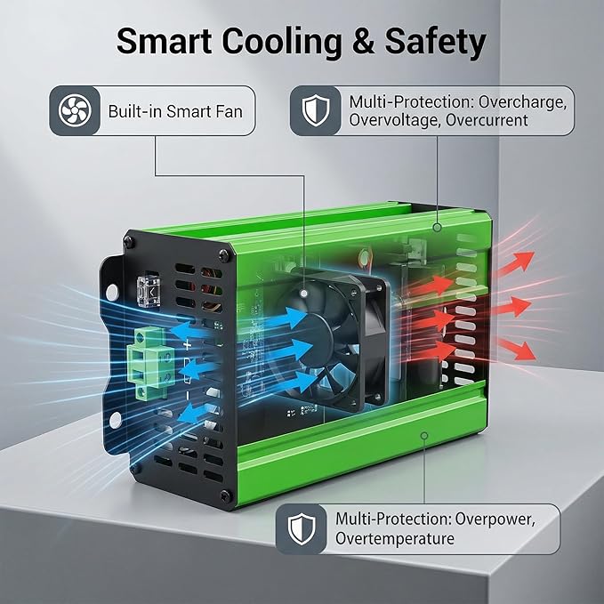 30A Boost MPPT Solar Charge Controller 72V/60V/48V, 1200W Controller with LCD,Output Max 15A for LiFePO4/Lithium/Lead Acid Battery for RV/Solar System/Golf Cart,Smart Cooling & Full Protection
