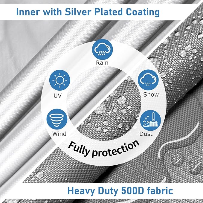 AKEfit Patio Furniture Covers,500D Heavy Duty Waterproof for Outdoor Square and Retangle Patio Table and Chair Covers, Grey -126"L x 126"W x 28"H