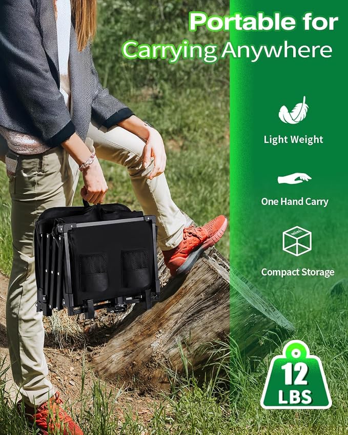 Collapsible Wagon, Foldable Wagons with Extended 40" L, Folding Wagon with Tailgate, Portable Lightweight Utility Wagons for Grocery, Shopping, Camping, Garden, Sports, Black D