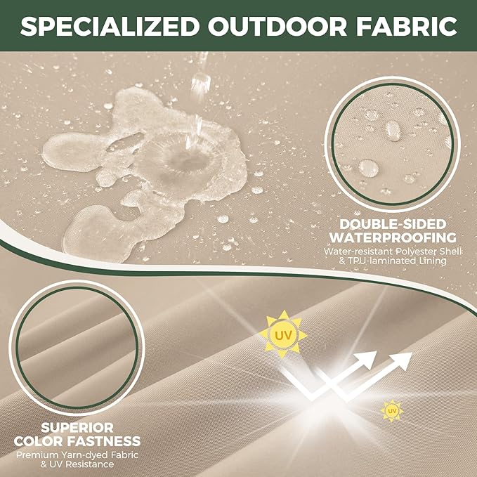 Outdoor Cushions for Patio Furniture, Outdoor Seat Cushion Set 24 x 24 x 4 Inch, Waterproof & Fade Resistant Outdoor Chair Cushions, Deep Seat Patio Cushion with Removable Cover, Beige