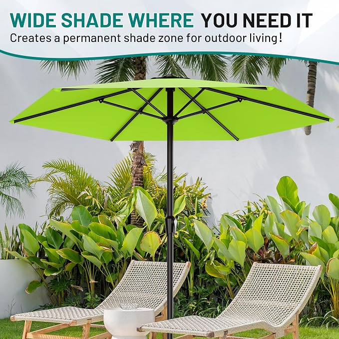 AreShark 11 FT Patio Umbrella for Outdoor, Outdoor Table Umbrella with Push Button Tilt and Crank, Outdoor Patio Umbrellas with 6 Sturdy Ribs, Patio Umbrellas for Market, Garden, Pool (Apple Green)