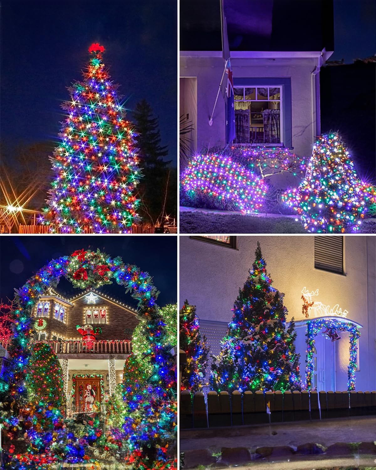 Twinkle Star 2 Pack Solar Christmas Lights Outdoor, Total 80 FT 240 LED Solar Powered Christmas Fairy Lights Waterproof with 8 Modes for Patio Garden Party Backyard Wedding Decorations Multicolor