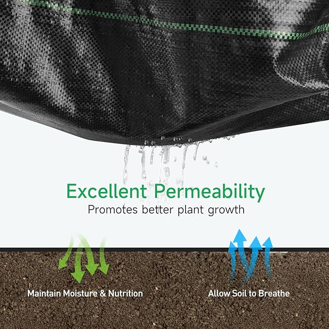 GreatBuddy 3FT × 200FT Weed Barrier Landscape Fabric Heavy Duty, 3.2oz High Density Weed Cloth for Greenhouse, Garden, Yard, Pathway, Ultra Durable Woven Weed Control Ground Cover, Easy Setup