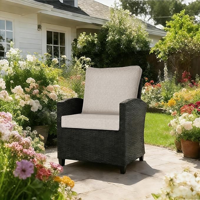 Goodgoods 24 x 28 Outdoor Patio Deep Seat Cushions 2-Pack, 1000+ Hours Fade-Resistant & Water-Resistant Outdoor Furniture Chair Cushions with 30D High-Resilience Foam for Sofa Chair, Putty