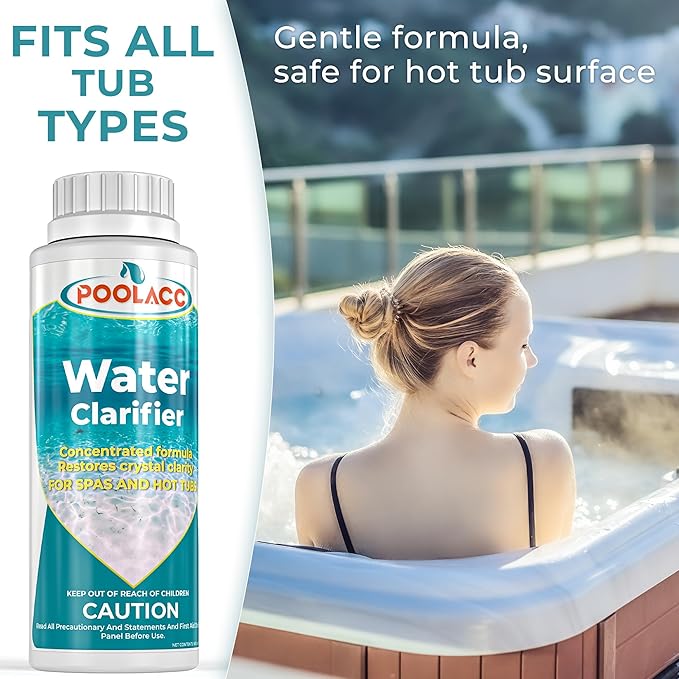 POOLACC Spa Clarifier Hot Tub - Clears Cloudy Water, Improves Filter Efficiency, Keeps Your Spa Balanced - Highly Concentrated Spa Hot Tub Chemical Water Clarifier, Fit All Spas & Hot Tubs - 16 Oz