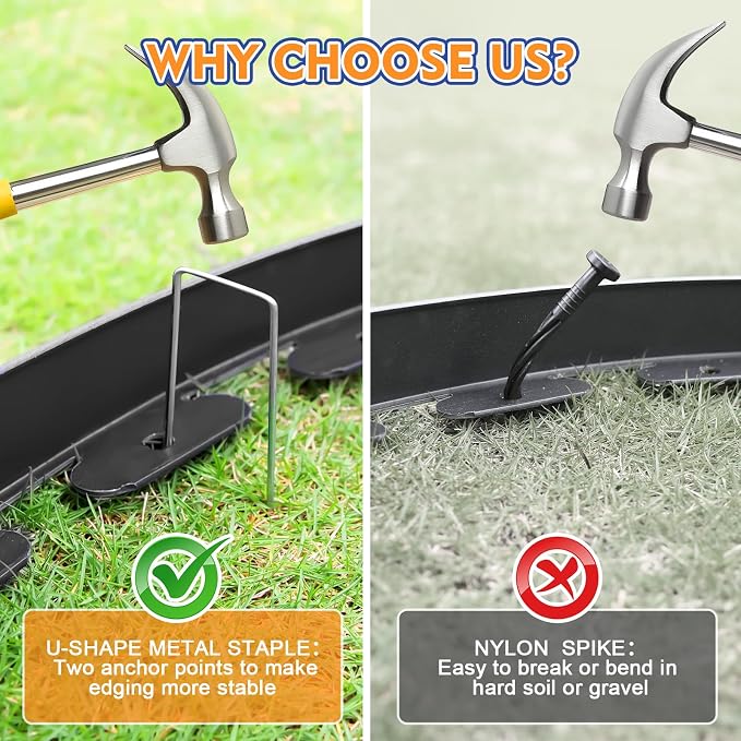 2 Inch x 133 FT (Multiple Sizes Available) Landscape Edging, Garden Edging Borders with 130pcs Upgrade Stakes, Flexible No Dig Plastic Garden Border for Lawn, Landscaping, Flower Beds, tree and Yard