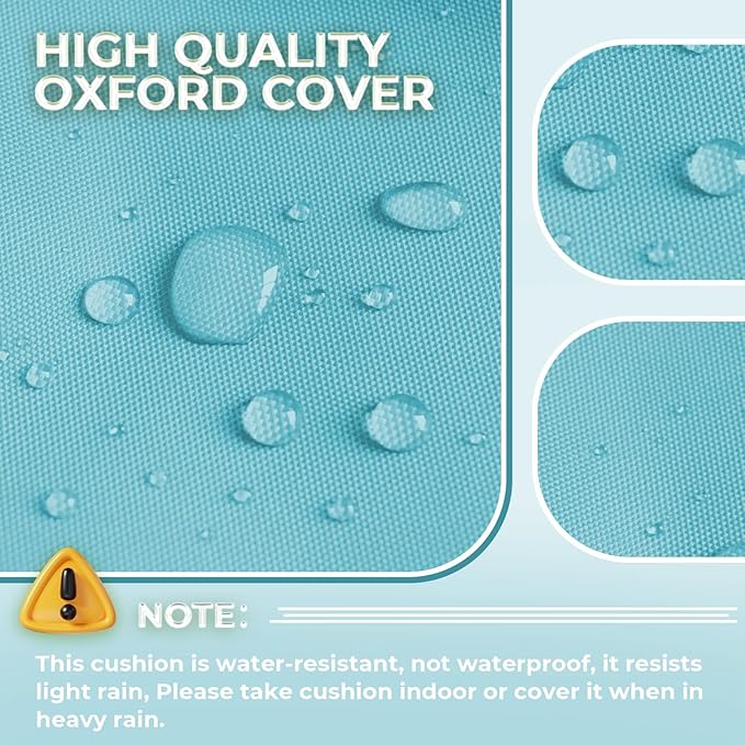 Outdoor Chaise Lounge Chair Cushion Waterproof 74.4 x 22 x 4.7 Inches Memory Foam Lounge Chair Cushions Replacement for Outdoor Furniture with Ties, Thickened Pool Lounge Chair Cushion, Teal