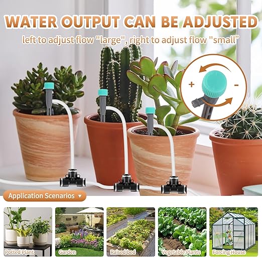 Indoor Plant Watering syste with 30-Day Timer,Self Watering Driplrrigation Kit with Timer, Automatic Watering System，AdjustableNozzles for 20 Plants, 2 p