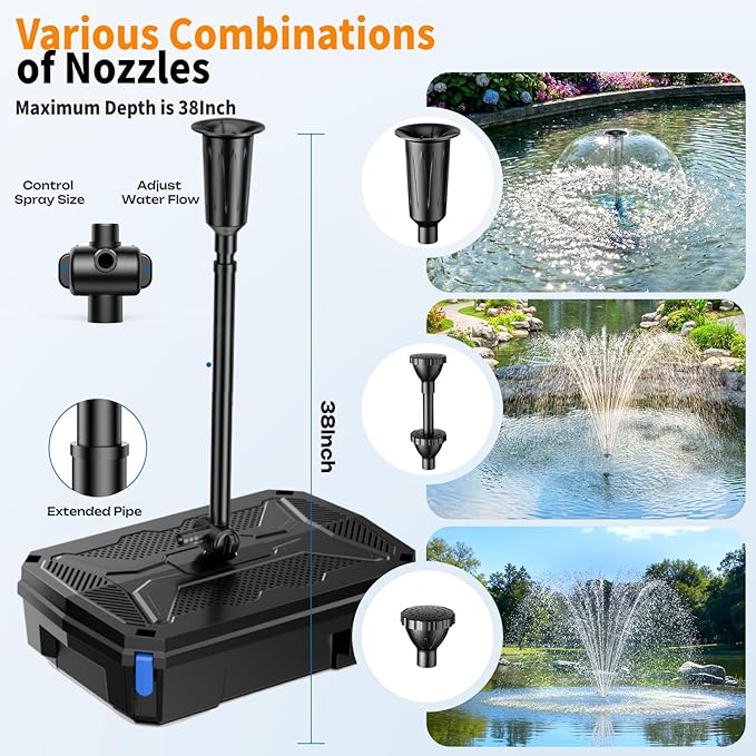 Antfraer 100W Solar Pond Filter with Water Pump, 1200GPH Solar Pond Filter with 3-Stage Filtration, Pond Filter Box with Filter Medias for Outdoor Ponds Fish Tank Waterfall Water Features