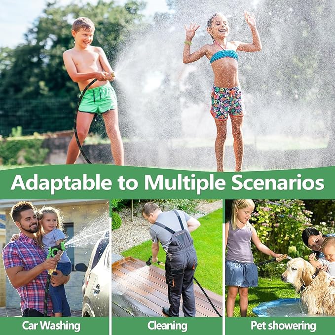 50 ft Non-Expandable Garden Hose, Flexible Ultra Lightweight Durable, Kink-Free Water Hose with 10 Function Sprayer - Non-Tangle,Puncture Proof pipe, Easy to Store, All-Weather Use Garden Hoses