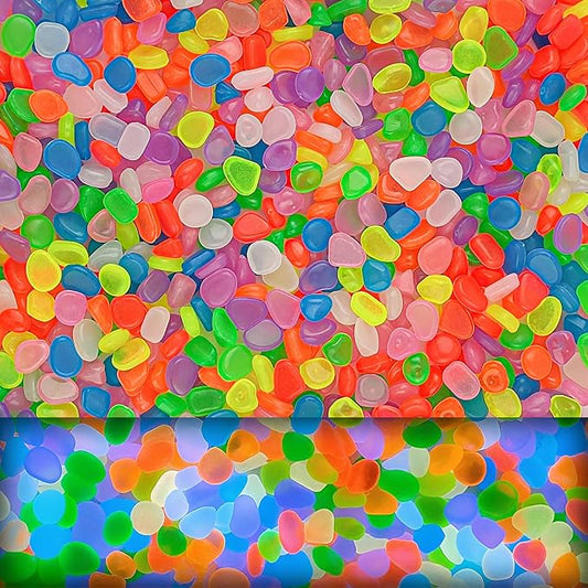 1800pcs Glow in the Dark Rocks for Outdoor Garden & Aquarium – Luminous Stones for Landscaping, Pathway, Patio, Driveway, Walkway, Fish Tank, Plant Pots(Multicolor)