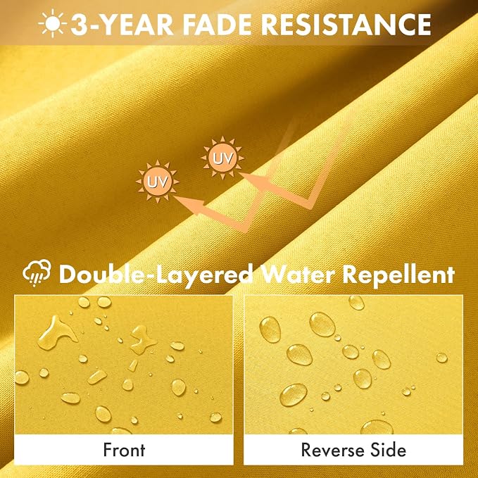 MIULEE Yellow Outdoor Chair Cushions Set of 2, 19x19x3 Inch Waterproof Patio Seat Cushions for Outdoor Furniture Couch Sofa, 3 Year Color Fastness High Density Foam with Adjustable Ties