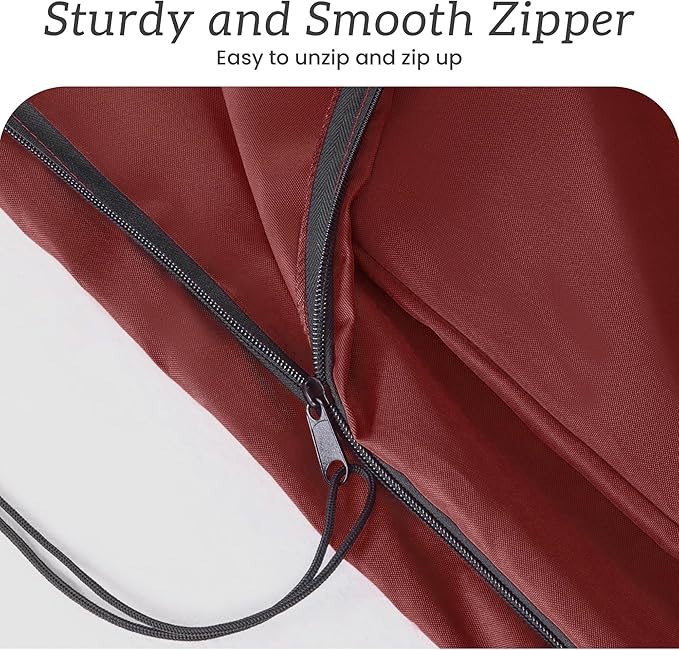 Patio Umbrella Cover Waterproof UV Resistant Outdoor Cantilever Umbrella Covers with Zipper and Rod, Wine Red