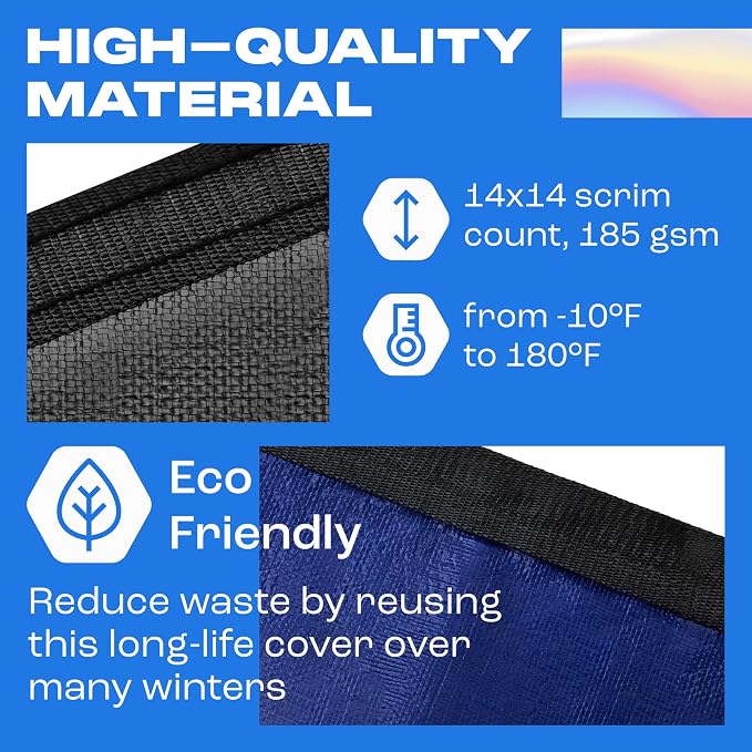 Yankee Pool Cover for 16x32 ft Rectangular Pool: Extra Thick & Durable | Sapphire Series of Premium Cold- and UV-Resistant In-Ground Pool Protection