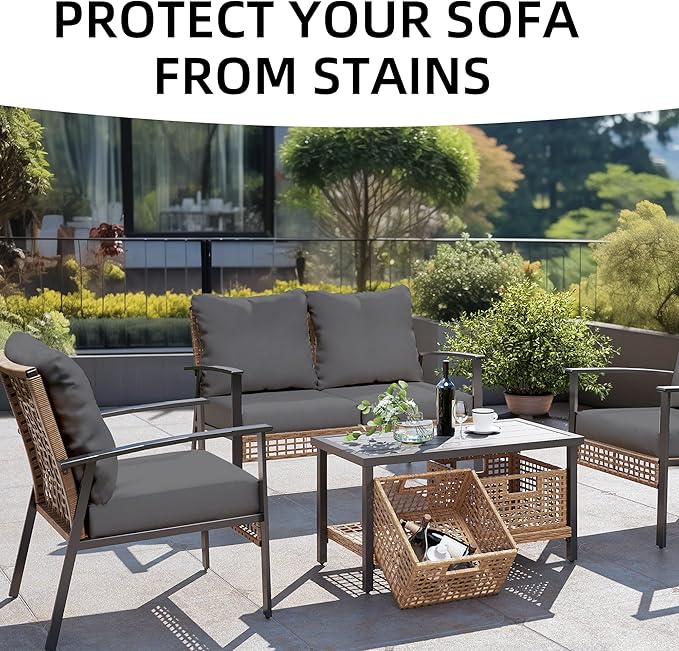 Outdoor Cushion Covers Set,12PCS Patio Furniture Couch Seat Slipcovers, Replacement for Sofa Sectional Chair(Cover，Only)