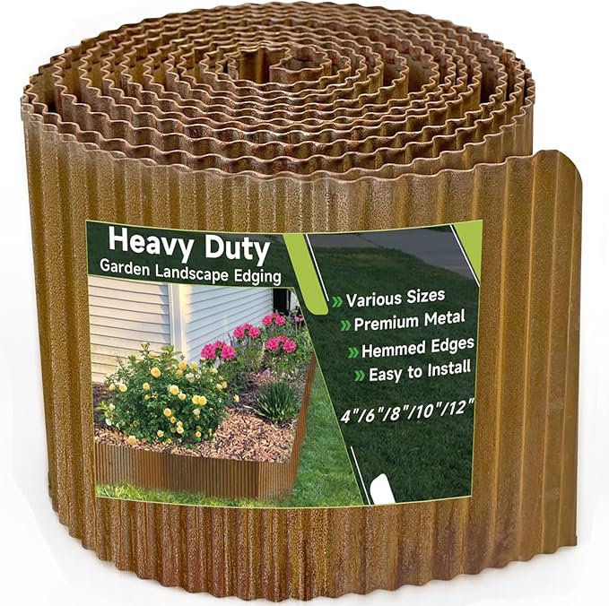 Corrugated Garden Edging,6"×40Ft Pre-Rusted Landscape Edging & Lawn Edging Border,Metal Garden Border for Flower Beds,Garden,Lawn,Raised Beds & Tree Surrounds
