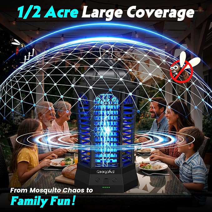 Bug Zapper Outdoor 2026, Portable Electric Mosquito Killer with Camping Light, Cordless USB Rechargeable Bug Zapper Fly Zapper Trap for Fishing, Hiking, Camping, Patio, Home