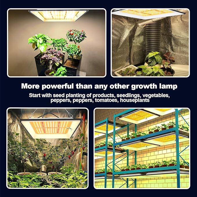 KOSCHEAL KT600 LED Grow Light Use with Yield LEDs Sunlike Full Spectrum Grow Lights for Seedlings Indoor Plants Veg and Bloom Growing Lamps for 2x2ft Coverage Output 65W±5%